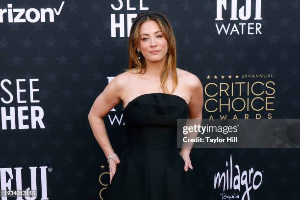 Kaley Cuoco attends the 29th Annual Critics Choice Awards at The Barker Hangar on January 14, 2024 in Santa Monica, California.