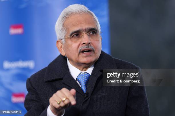 Shaktikanta Das, governor of the Reserve Bank of India , during a Bloomberg Television interview on day three of the World Economic Forum in Davos,...