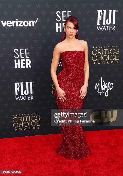 Dua Lipa with FIJI Water at The 29th Annual Critics Choice Awards on January 14, 2024 in Los Angeles, California.