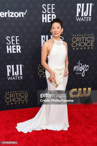 Sandra Oh with FIJI Water at The 29th Annual Critics Choice Awards on January 14, 2024 in Los Angeles, California.