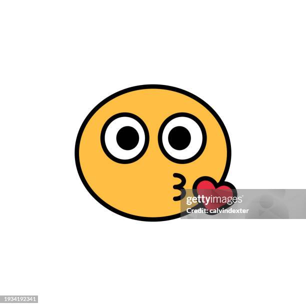 cartoon emoticon design - blowing a kiss stock illustrations