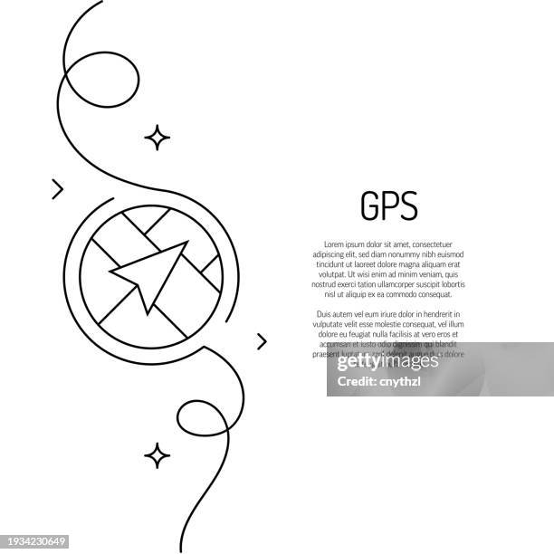 ilustrações de stock, clip art, desenhos animados e ícones de continuous line drawing of gps icon. hand drawn symbol vector illustration. - continuidade