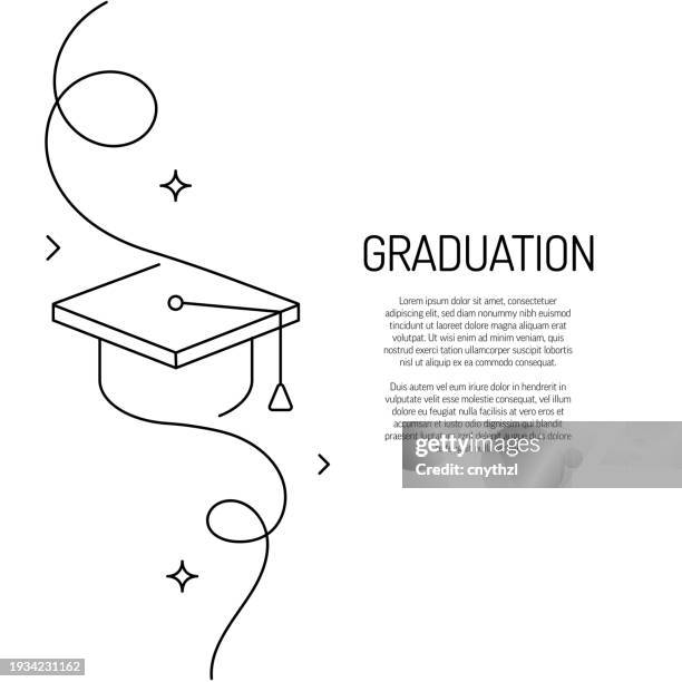 continuous line drawing of graduation icon. hand drawn symbol vector illustration. - paper-scroll-sketch stock illustrations