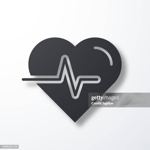 heartbeat - heart pulse. icon with shadow on white background - pacemaker stock illustrations