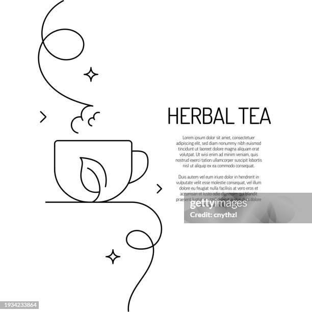 ilustrações de stock, clip art, desenhos animados e ícones de continuous line drawing of herbal tea icon. hand drawn symbol vector illustration. - chávena de chá