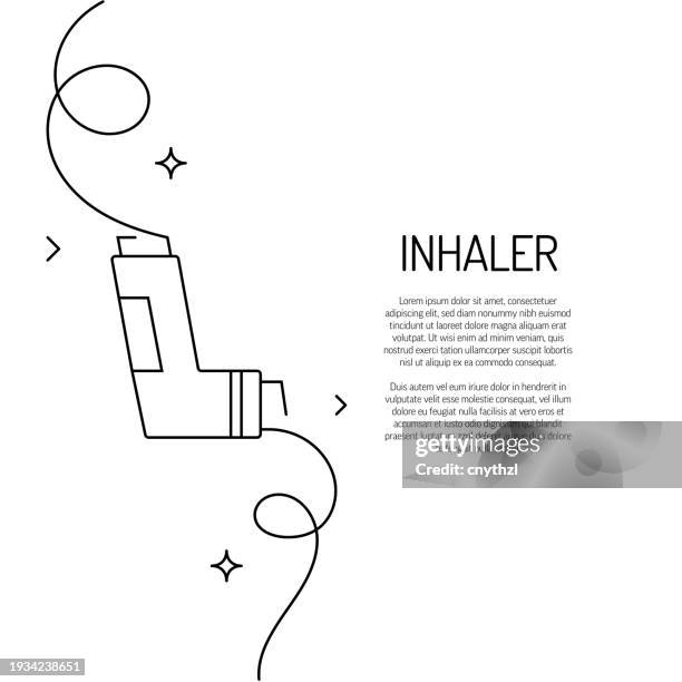 ilustrações, clipart, desenhos animados e ícones de desenho contínuo da linha do ícone do inalador. ilustração vetorial de símbolo desenhada à mão. - inalador-de-alívio-para-asma
