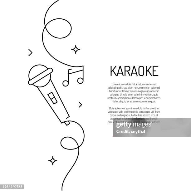 stockillustraties, clipart, cartoons en iconen met continuous line drawing of karaoke icon. hand drawn symbol vector illustration. - samenhang