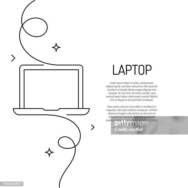 continuous line drawing of laptop icon. hand drawn symbol vector illustration. - single line drawing stock illustrations