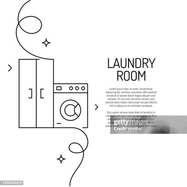 continuous line drawing of laundry room icon. hand drawn symbol vector illustration. - hamper stock illustrations