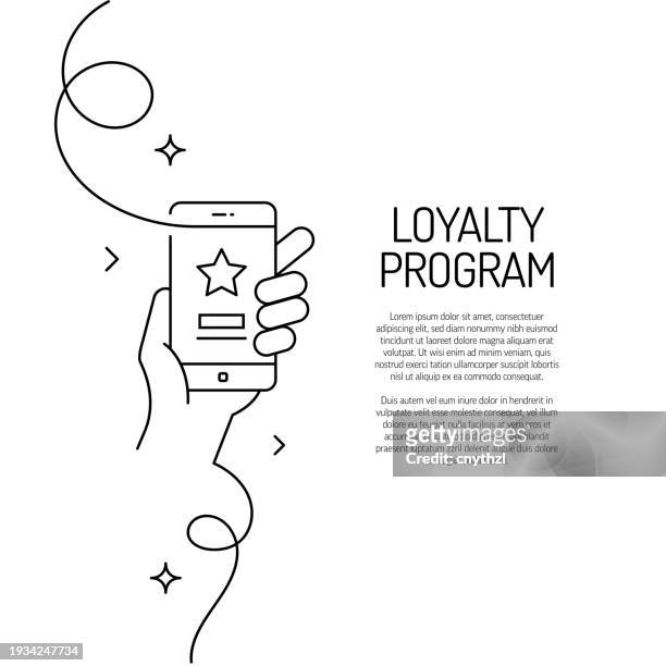 bildbanksillustrationer, clip art samt tecknat material och ikoner med continuous line drawing of loyalty program icon. hand drawn symbol vector illustration. - loyalty card