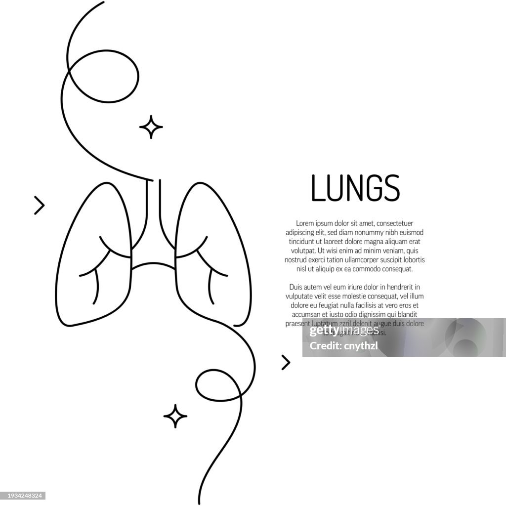 Continuous Line Drawing of Lungs Icon. Hand Drawn Symbol Vector Illustration.