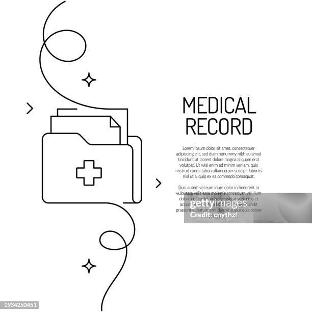 ilustrações, clipart, desenhos animados e ícones de desenho contínuo da linha do ícone do prontuário. ilustração vetorial de símbolo desenhada à mão. - registo-médico-eletrónico