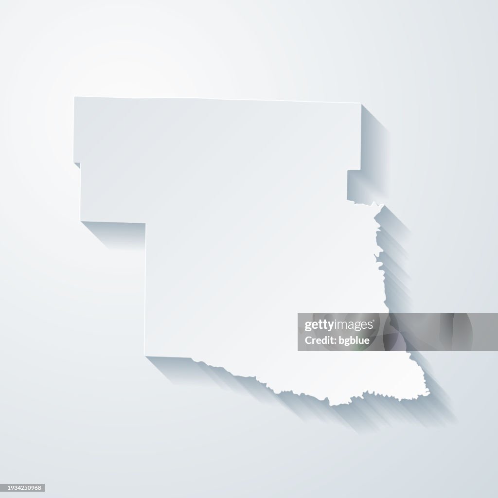 Pike County, Arkansas. Map with paper cut effect on blank background
