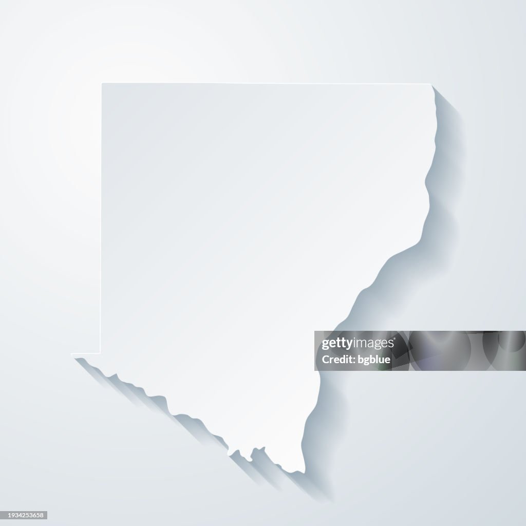 Des Moines County, Iowa. Map with paper cut effect on blank background