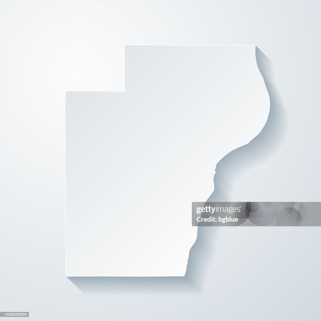 Manitowoc County, Wisconsin. Map with paper cut effect on blank background