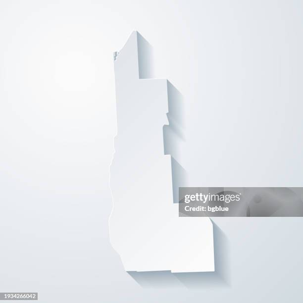 Cayuga County New York Map With Paper Cut Effect On Blank Background, Stockfoto