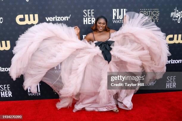 Danielle Brooks attends the 29th Annual Critics Choice Awards at The Barker Hangar on January 14, 2024 in Santa Monica, California.