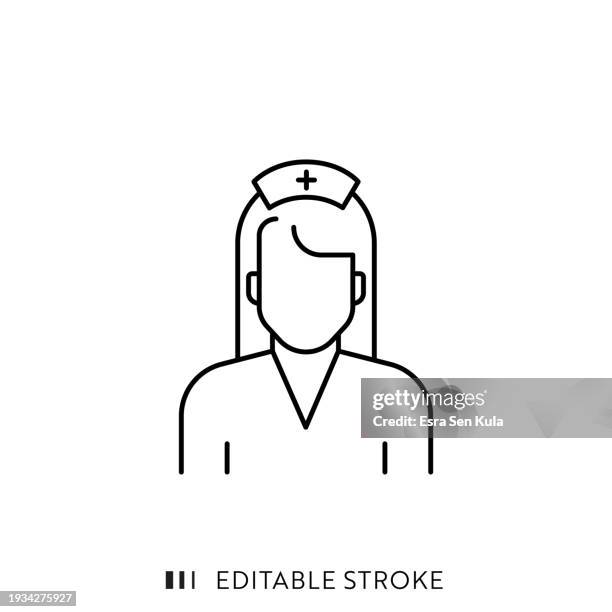 nurse line icon design with editable stroke. suitable for infographics, web pages, mobile apps, ui, ux, and gui design. - icu patient stock illustrations