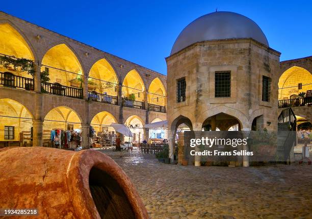 buyuk han (great inn) in northern nicosia (lefkoşa) - republic of cyprus stock pictures, royalty-free photos & images