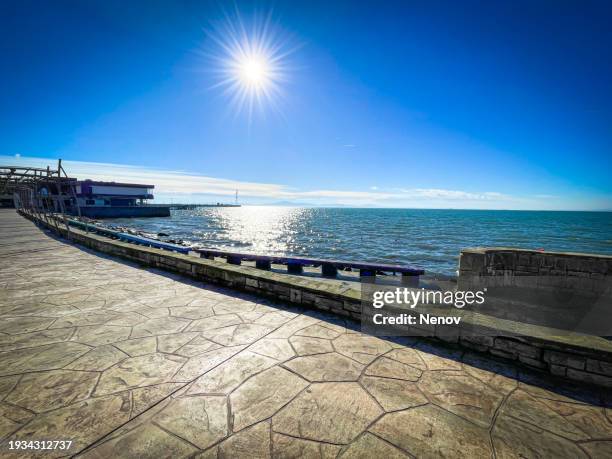 the promenade in pomorie - burgas fotografías e imágenes de stock