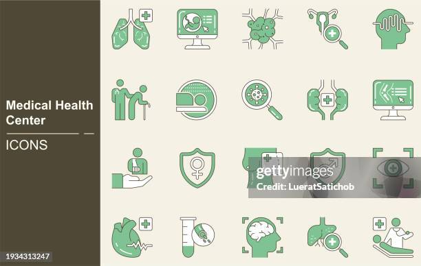 medical health center icon set. hematologist, blood, hemoglobin, cells, cancer, breast cancer, mammography, oncology, treatment, radiation therapy, stomach, respiratory, pancreas, kidney, uterine - brain cancer stock illustrations