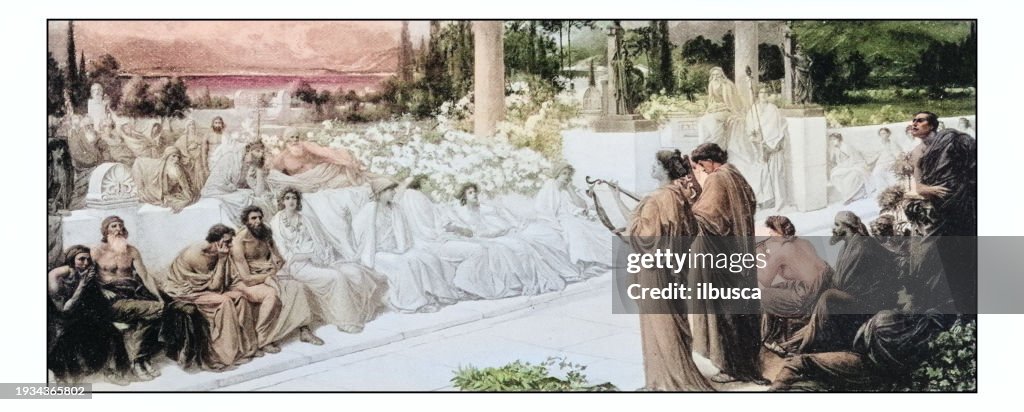 Antique photo of paintings: Disciples of Sappho