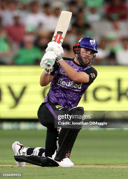 Caleb Jewell of the Hurricanes bats during the BBL match between Melbourne Stars and Hobart Hurricanes at Melbourne Cricket Ground, on January 15 in...