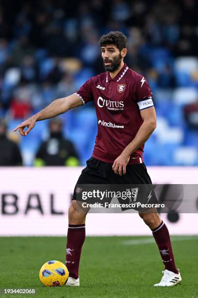 Federico Fazio of US Salernitana during the Serie A TIM match between SSC Napoli and US Salernitana - Serie A TIM at Stadio Diego Armando Maradona on...