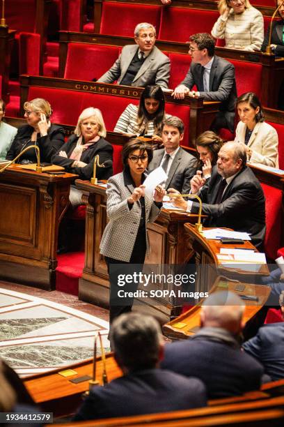 Rachida Dati, french minister of culture speaks during the questions to the government session at the National Assembly. A weekly session of...