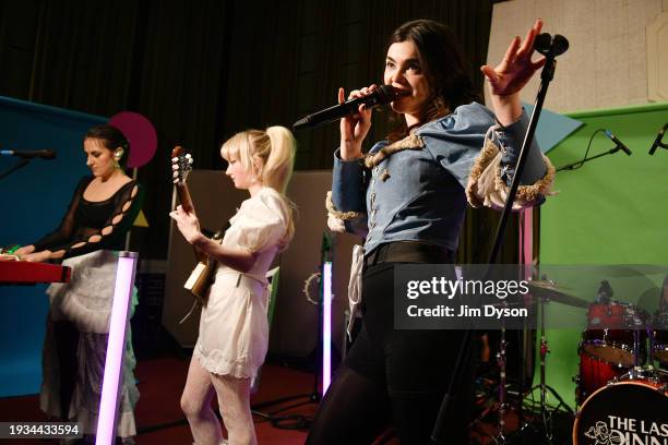 Aurora Nishevci, Emily Roberts and Abigail Morris of The Last Dinner Party perform at BBC Radio 1's Sound of 2024 LIVE at BBC Maida Vale Studios on...