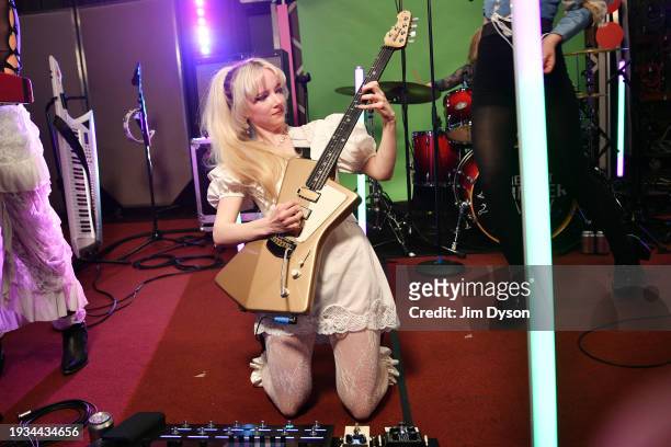 Emily Roberts of The Last Dinner Party performs at BBC Radio 1's Sound of 2024 LIVE at BBC Maida Vale Studios on January 08, 2024 in London, England.