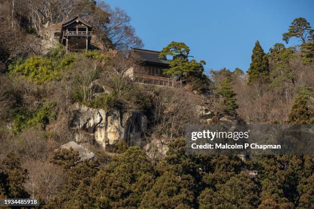 yamadera (yama-dera) near yamagata, japan. a popular tourist destination known as 1,015 stone steps of yamadera. - yamadera stock pictures, royalty-free photos & images