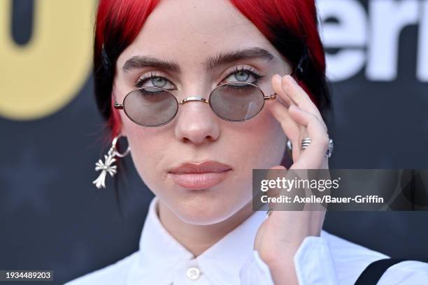 Billie Eilish attends the 29th Annual Critics Choice Awards at Barker Hangar on January 14, 2024 in Santa Monica, California.