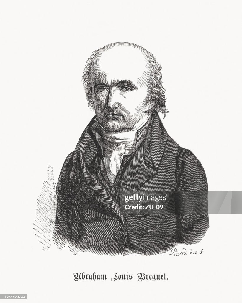 Abraham Louis Breguet (French watchmaker, 1747-1823), wood engraving, published 1869