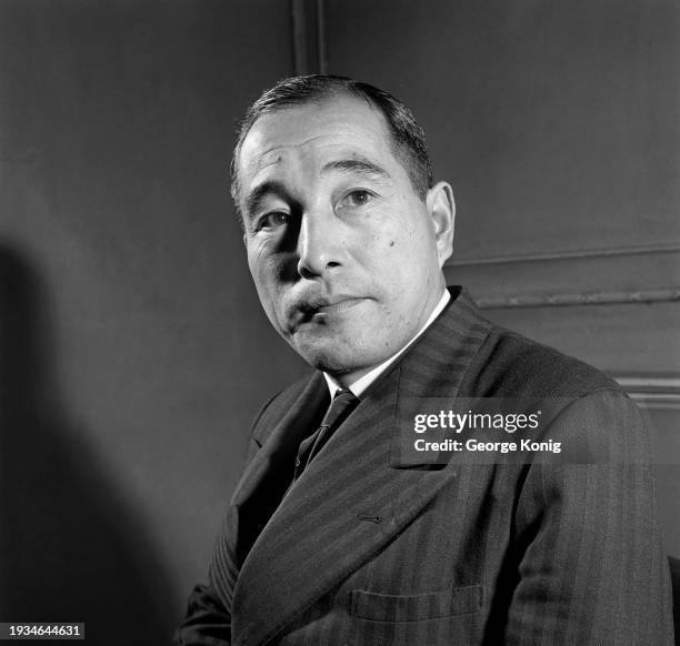 Japanese politician Koichiro Asakai , the first head of the Japanese Government Overseas Agency, at his home in Belgrave Square, London, January 1952.