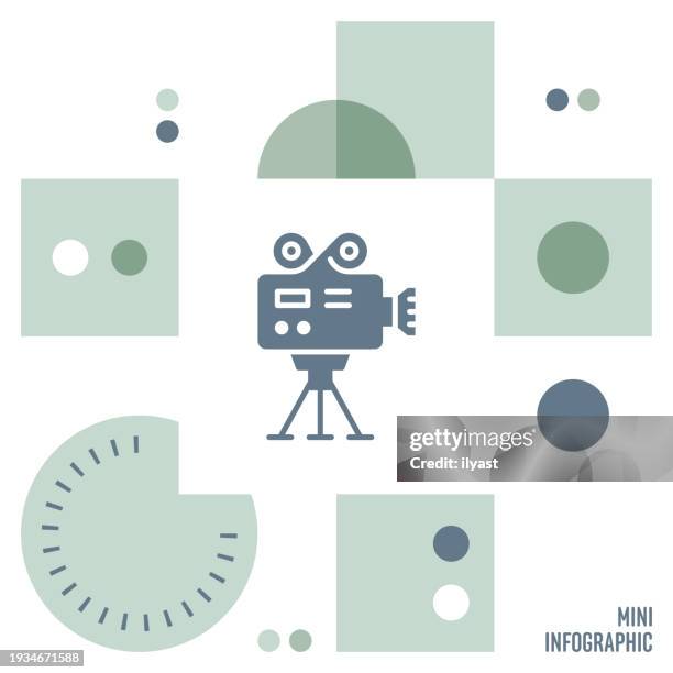 camera mini infographic design - 8mm film projector stock illustrations