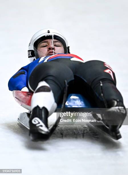 Gangwon , South Korea - 18 January 2024; Elizabeth Kleinheinz of USA during official luge training at the Alpensia Olympic Sliding Center before the...