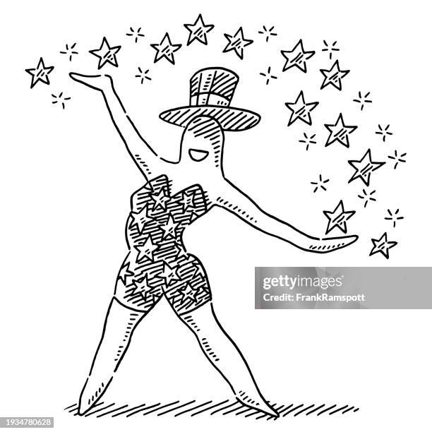 entertainment artist woman stars drawing - clipart stock illustrations