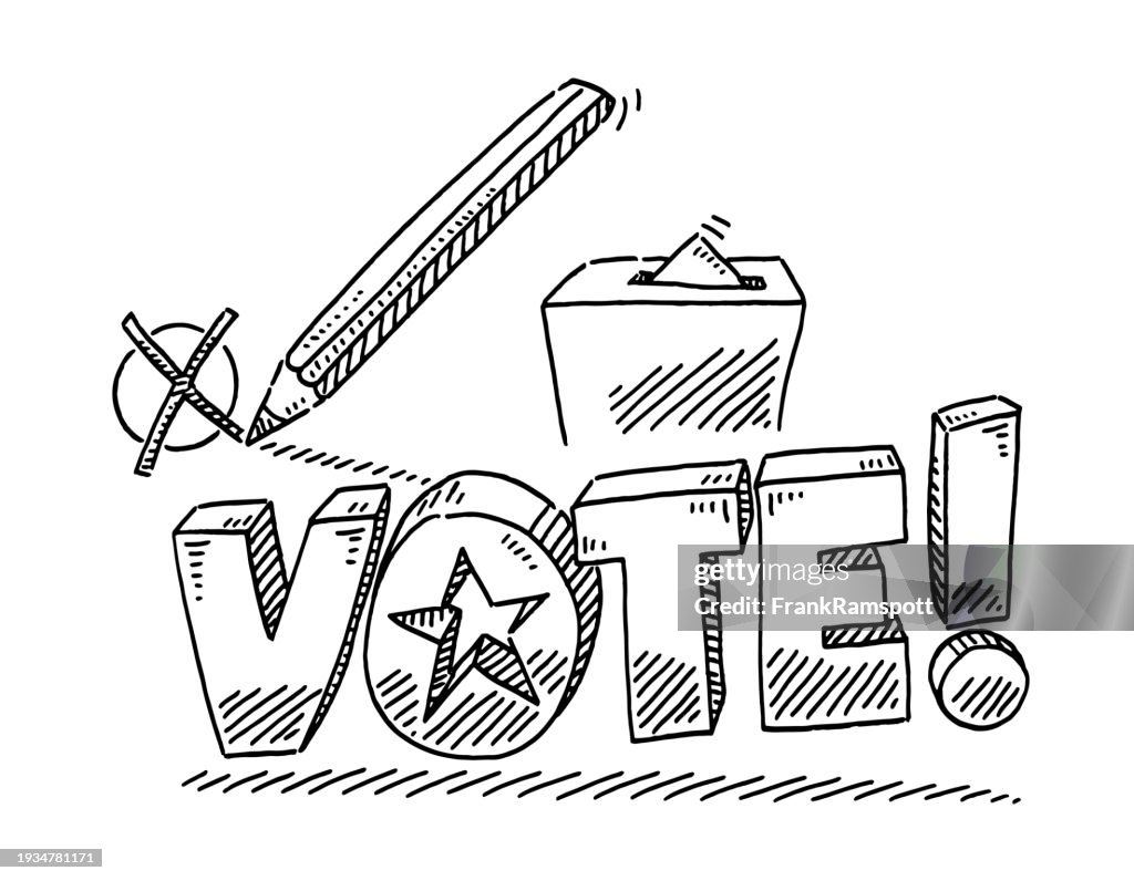 Vote Pencil Check Mark Ballot Box Drawing