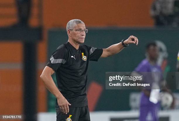 Chris Hughton of Ghana during the TotalEnergies CAF Africa Cup of Nations group stage match between Ghana and Cape Verde at on January 14, 2024 in...
