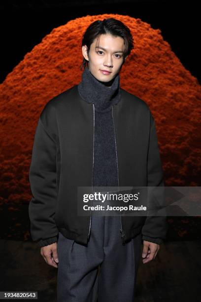 Hayato Sano attends the Zegna fashion show during the Milan Menswear Fall/Winter 2024-2025 on January 15, 2024 in Milan, Italy.