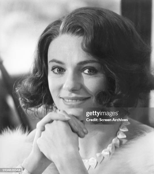 Jacqueline Bisset posing for publicity portrait for the 1974 film 'Murder on the Orient Express'.