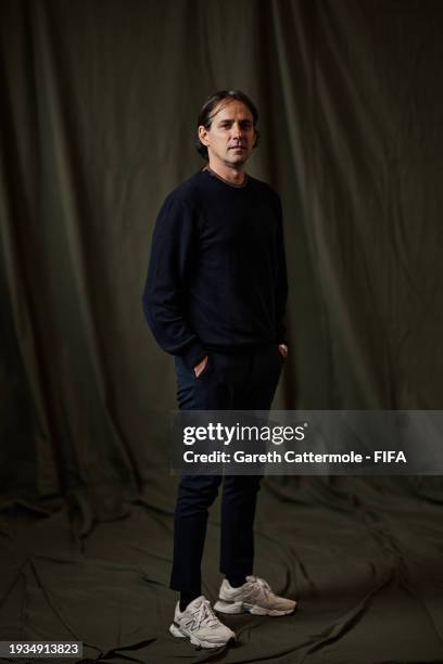 Simone Inzaghi poses for a portrait ahead of The Best FIFA Football Awards 2023 at JW Marriott Grosvenor House on January 15, 2024 in London, England.