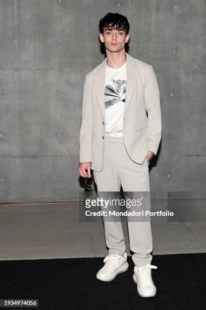 American actor and singer Asher Angel guest at the Emporio Armani fashion show during Milan Fashion Week Men's Collection FW 2024. Milan , January...