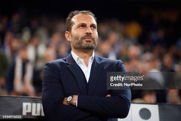 Ruben Baraja, the head coach of Valencia CF, is looking on before the Copa del Rey round of 16 match between Valencia CF and RC Celta de Vigo at...