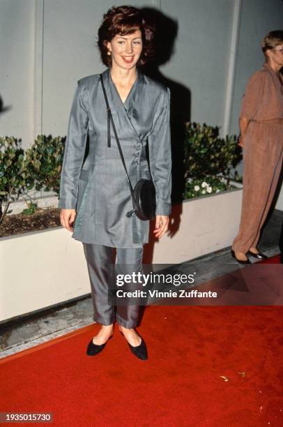 American actress Dana Delany attends the premiere of Tim Robbins' 'Bob Roberts' at the Writers Guild Doheny Plaza Theater, Beverly Hills, California,...