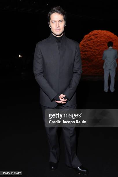 Lucas Bravo attends the Zegna fashion show during the Milan Menswear Fall/Winter 2024-2025 on January 15, 2024 in Milan, Italy.