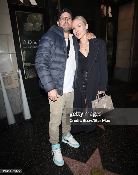 Brian Austin Green and Sharna Burgess are seen on January 17, 2024 in Los Angeles, California.