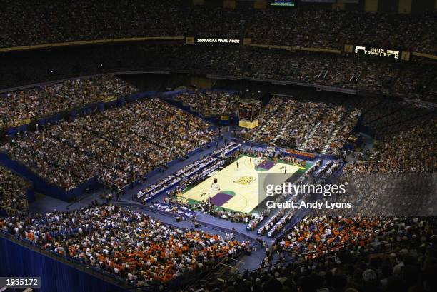 General view of the interior of the Superdome at 16:12 of the first half of the championship game of the NCAA Men's Final Four Tournament with...