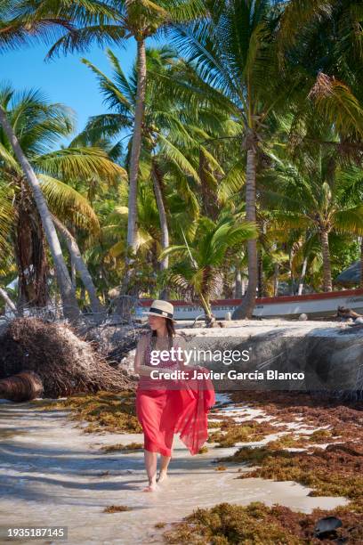 turista a sian kaan - mar caribe foto e immagini stock